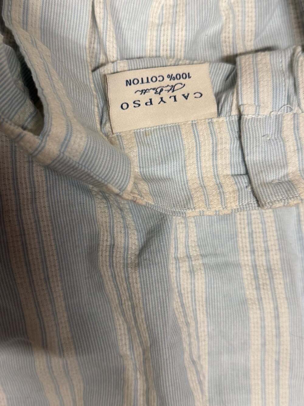 Calypso St. Barth Blue & White Striped Cotton Pajama Set, Size S - Picture 5 of 5